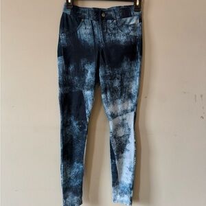 HUE Blue and Black Tie-Dye Leggings XS